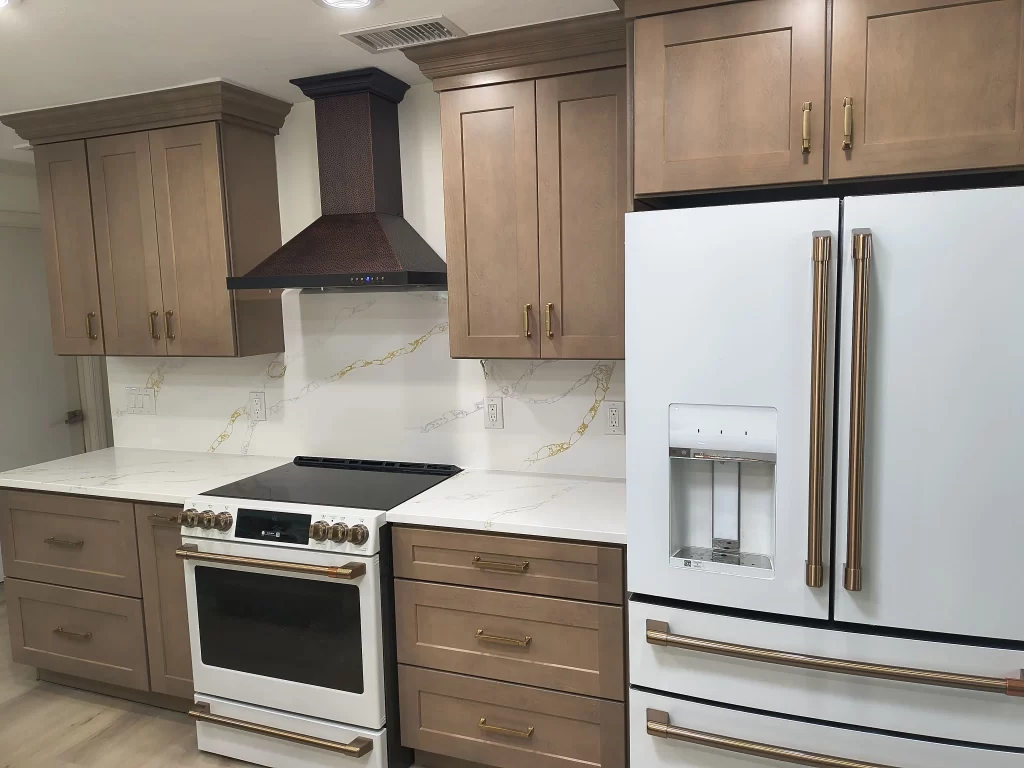 Durable solid wood cabinet box construction with dovetail drawers.