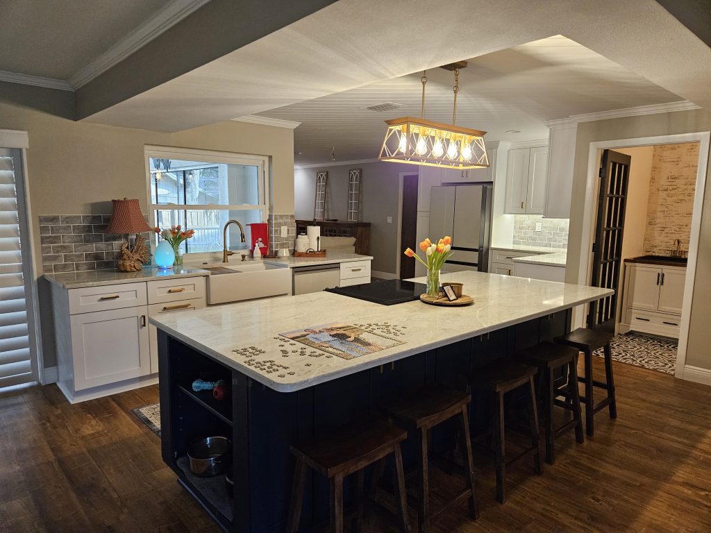 Professional cabinet installation in a St. Petersburg FL historic kitchen remodel.