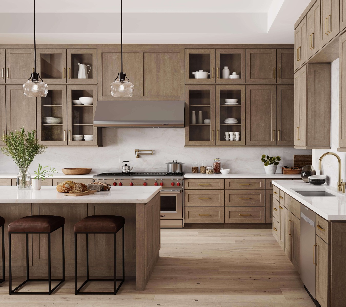 Finished semi-custom kitchen cabinets installed in a Clearwater neighborhood.